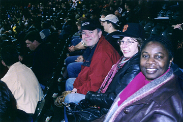 Terry Braye, Carol Siebert and Grace at SBC Park [Photo by Butch Berman]