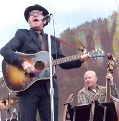 Elvis Costello and bass player. [Photo by Grace Sankey-Berman]