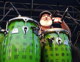 Poncho Sanchez on congas [Photo by Jesse Starita]