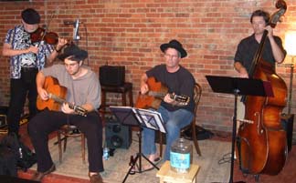 Swing 105 performs at the Crescent Moon Coffeehouse. [Photo by Tom Ineck]