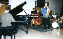 Doug Talley Quartet performs for UNL jazz history class [Photo by Tom Ineck]