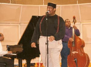 Kevin Mahogany, Kenny Barron and Ray Drummond in October 1996 [Photo by Rich Hoover]
