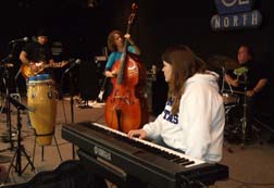 Academy of Rock practices with BMF-donated acoustic bass and Yamaha keyboard at Campus Life North. [Photo by Tom Ineck]
