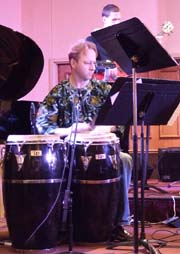 Doug Hinrichs on congas [Photo by Tom Ineck]