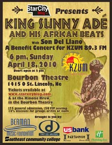 King Sunny Ade and His African Beats come to Lincoln April 18