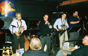 Front line (from left) Charles Perkins, Stan Kessler, David Chael and Paul McKee [Photo by Tom Ineck]