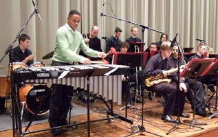 Vibraphonist Stefon Harris performs with UNL Honor Jazz Ensemble [Photo by Tom Ineck]