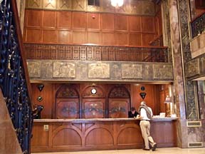 The lobby of Hotel Phillips at 12th and Baltimore in Kansas City [Photo by Tom Ineck]