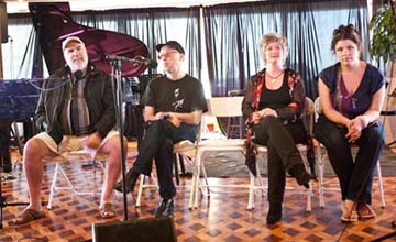 Artists Randy Brecker, Brian Lynch, Dena DeRose and Jane Monheit discuss a range of topic. [Photo by Fran Kaufman]