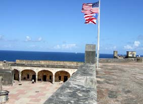 The historic fort overlooking the bay at San Juan [Photo by Tom Ineck]