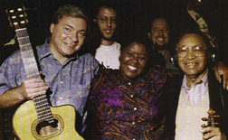 Rod Fleeman, Todd Strait, Lisa Henry, Bob Bowman and Claude Williams at 1996 recording session [Photo by Russ Dantzler]