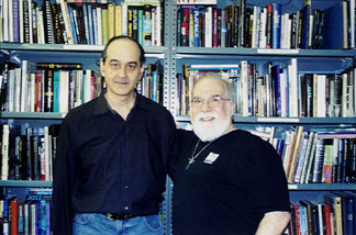 Fred Cohen and Butch at the Jazz Record Center [Photo by Grace Gandu Berman]