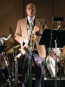 Charles Perkins on alto sax [Photo by Tom Ineck]