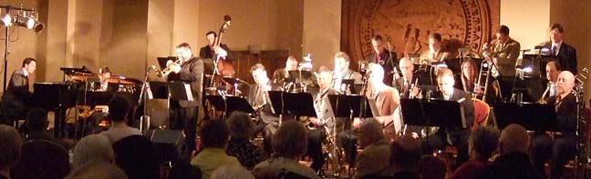 Trumpeter Kirk Garrison fronts the NJO as guest soloist. [Photo by Tom Ineck]