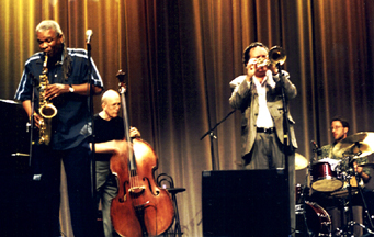 Bobby Watson, Jay Leonhart, Claudio Roditi, Todd Strait at 2005 Topeka Jazz Fest [Photo by Rich Hoover]