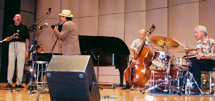 Giacomo Gates, Joe Cartwright, David Basse, Gerald Spaits and Tommy Ruskin [Photo by Tom Ineck]