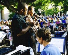 Trumpeter Darryl White, Hagenbach and pianist Roger Wilder [Photo by Rich Hoover]