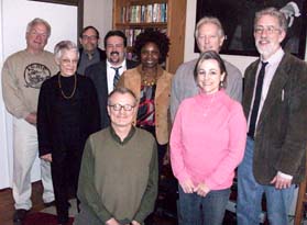 BMF consultants (back row, from left) Dan DeMuth, Kay Davis, Wade Wright, trustee Tony Rager, Grace Sankey-Berman, Gerald Spaits and Tom Ineck and (front row, from left) Russ Dantzler and Leslie Spaits gather at new BMF offices.