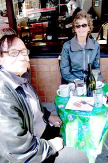 Wade Wright and Terri Hinte outside Cafe Divine [Photo by Tom Ineck]