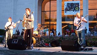 ZARO (from left) is Roger Barnhart, bass; Andrew Vogt, reeds; Oscar Dezoto, drums; and Zac Rothenbuehler, guitar. [Photo by Tom Ineck]