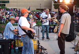 Guitarist Zac Rothenbuehler takes a solo [Photo by Tom Ineck]