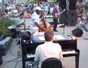 The Jerry Hahn Group (clockwise, from bottom) Joe Cartwright, Mike Warren, Tyrone Clarke and Jerry Hahn [Photo by Tom Ineck]