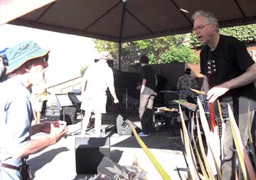 Brief chat with Bill Frisell (right) after his performanc at Healdsburg Jazz Festival [Photo by Kelly McKeen]