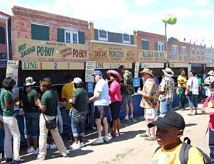People line up for traditional New Orleans cuisine. [Photo by Tom Ineck]