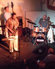 Bassist Peter Harris, saxophonist Donald Harrison and drummer Ricky Sebastian [Photo by Tom Ineck]