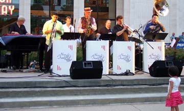 Jeff Newell's New-Trad Octet at the 2010 Jazz in June. [Photo by Tom Ineck]