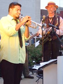Trumpeter Victor Garcia and Newell [Photo by Tom Ineck]