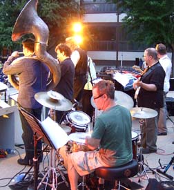 Drummer Rick Vitek drives the New-Trad Octet. [Photo by Tom Ineck]