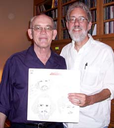 Jerry Hahn and Tom Ineck with an autographed copy of the rare Jerry Hahn Brotherhood LP. [Photo by Grace Sankey-Berman]