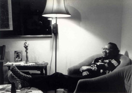 The man knew how to relax! Claude Williams at home in Hell's Kitchen, New York City, in 1989 [Photo by Russ Dantzler]