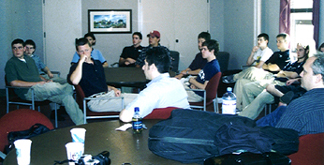 Students and professional musicians gather for master class. [Photo by Butch Berman] 