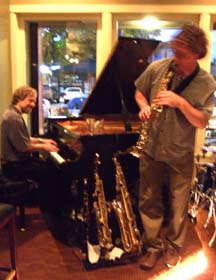 Andrew is a blur on soprano sax [Photo by Tom Ineck]